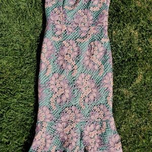 Foxiedox Jasmine Strapless Lace Midi Dress